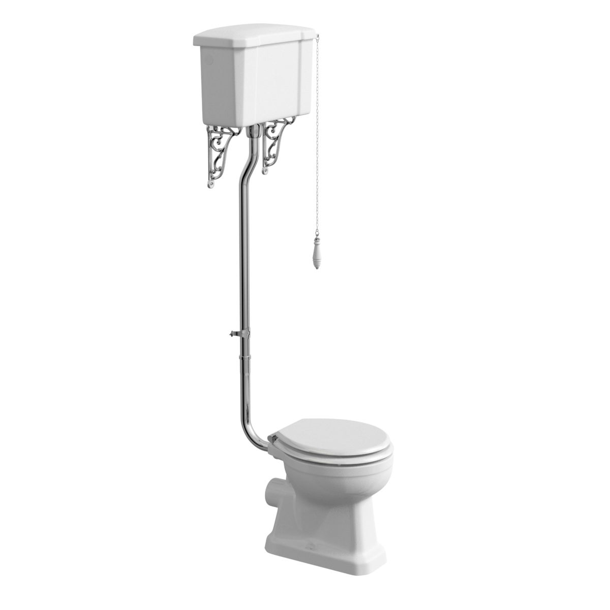 Camberley high level toilet with wooden soft close seat white with pan ...