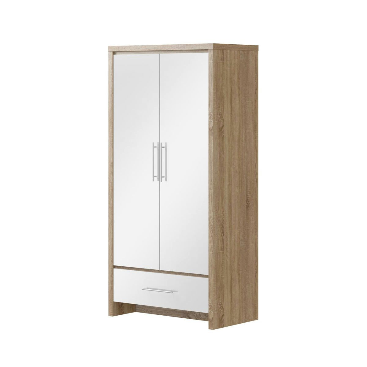 MFI London oak and white gloss 2 door, 1 drawer wardrobe ...