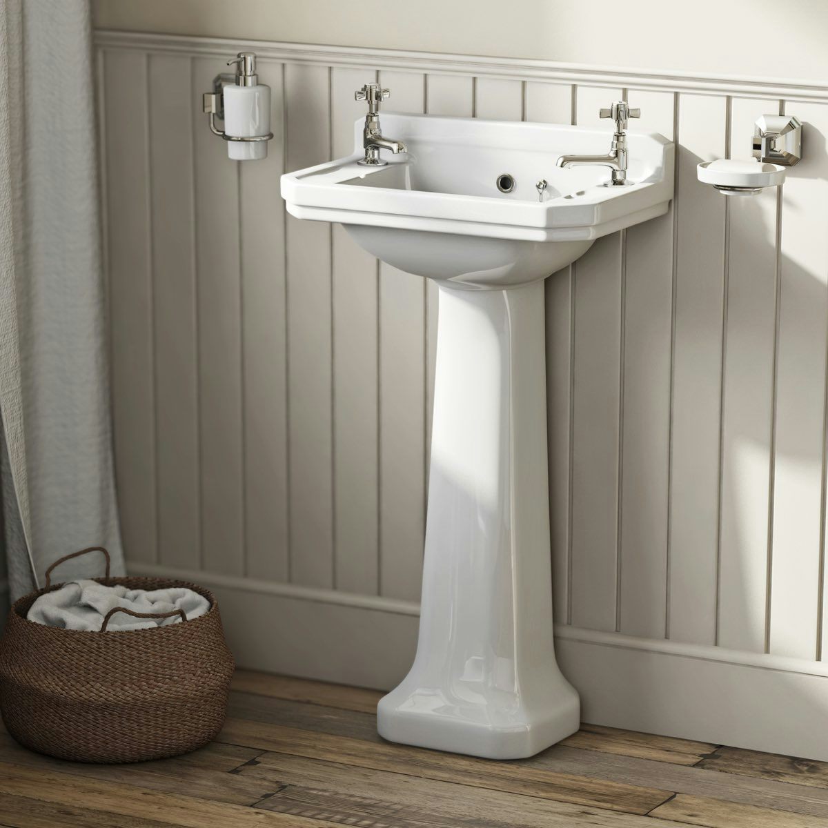 The Bath Co. Camberley 2 Tap Hole Full Pedestal Basin 500mm ...