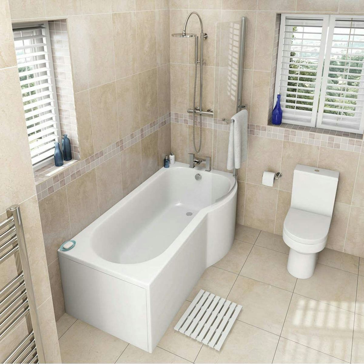 Oakley Bathroom  Suite with RH Shower Bath  1700x850 