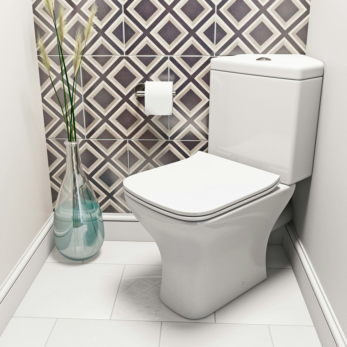Compact Square corner  close coupled toilet  with slimline 