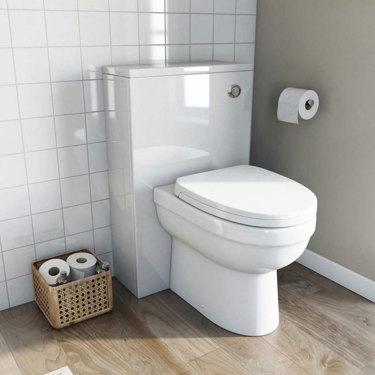 Energy Back To Wall Toilet With Seat And Slimline Back To Wall Unit White