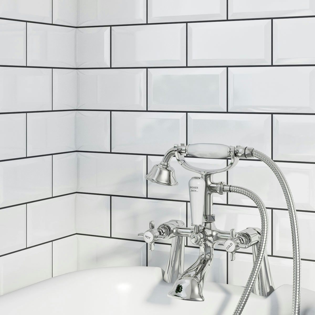 Metro White Bevel Gloss Tile 100mm X 200mm | VictoriaPlum.com