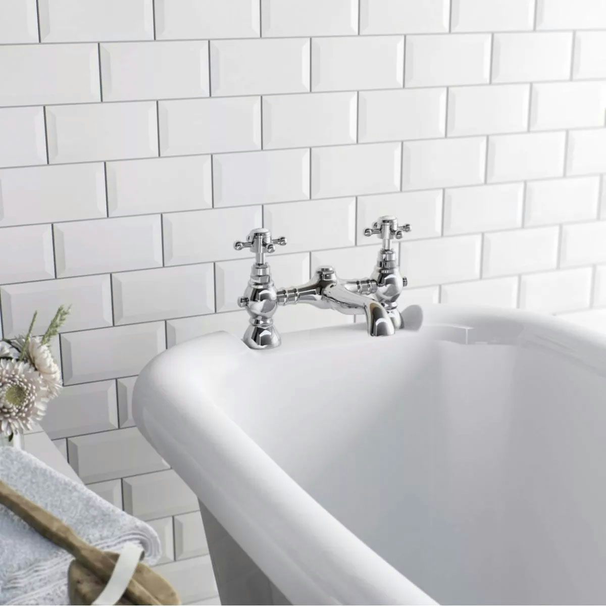  Metro White Bevel  Gloss Tile 100mm x 200mm VictoriaPlum com